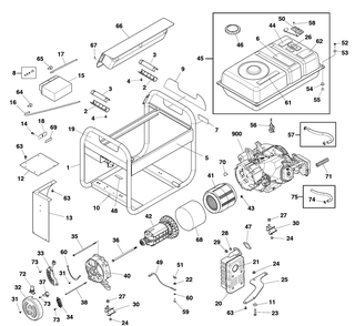 Main Unit Diagram and Parts List for 030749-00  Briggs and Stratton Generator